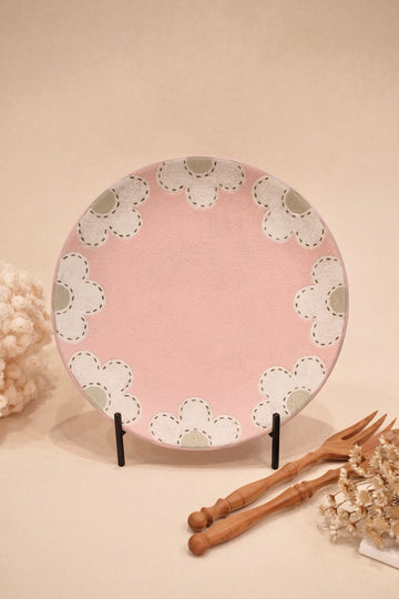 Kei Mitsumochi ミツ持啓 Round Plate - Pink Flower KM05