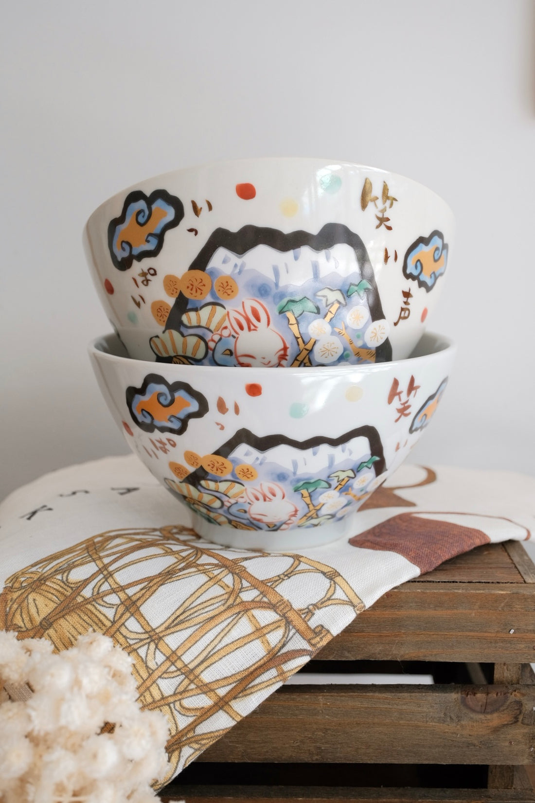 夕立窯 Fully Handmade Ramen Bowl - Mt. Fuji Blue