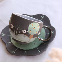 Akemi Nakamura 中村明美 Flower Round Mug with Saucer AN05