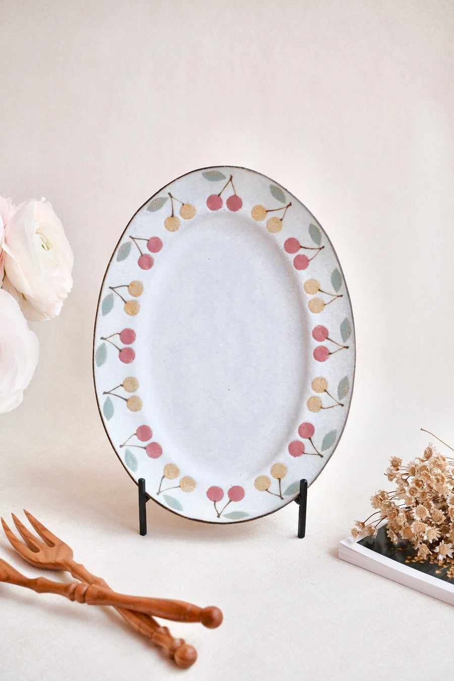 Kei Mitsumochi ミツ持啓 Oval Plate - Mix Cherry KM02