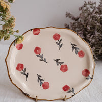 Nakagaki Tomoko Water Color Hand Painted Flower Shaped Plate - KP10 #11