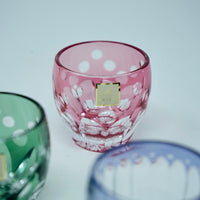 Kagami Crystal - Sake Glass, Edo Kiriko "Cherry" By Satoshi Nabetani