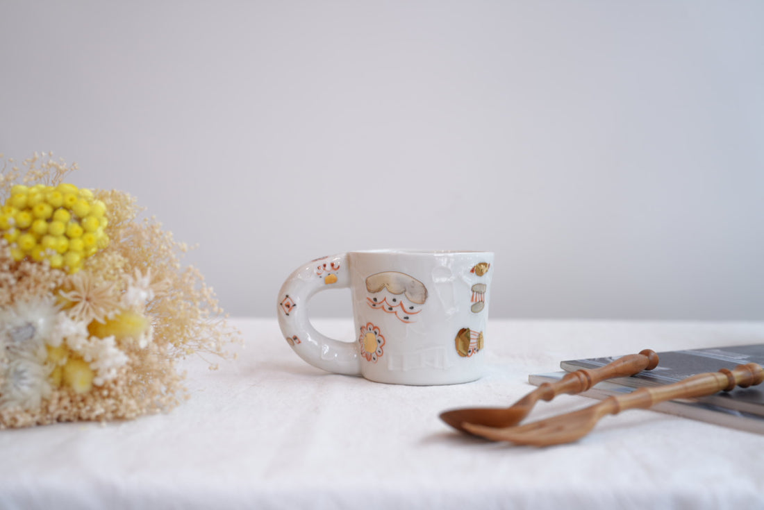 Hamasaka Naoko 浜坂尚子  Hand Painted Gold Deco Mug - HN08 #3