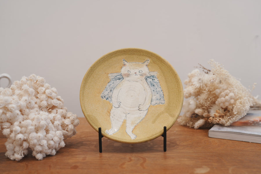 Tomoko Kubo コンガリ舍 Large Cat Plate TK19