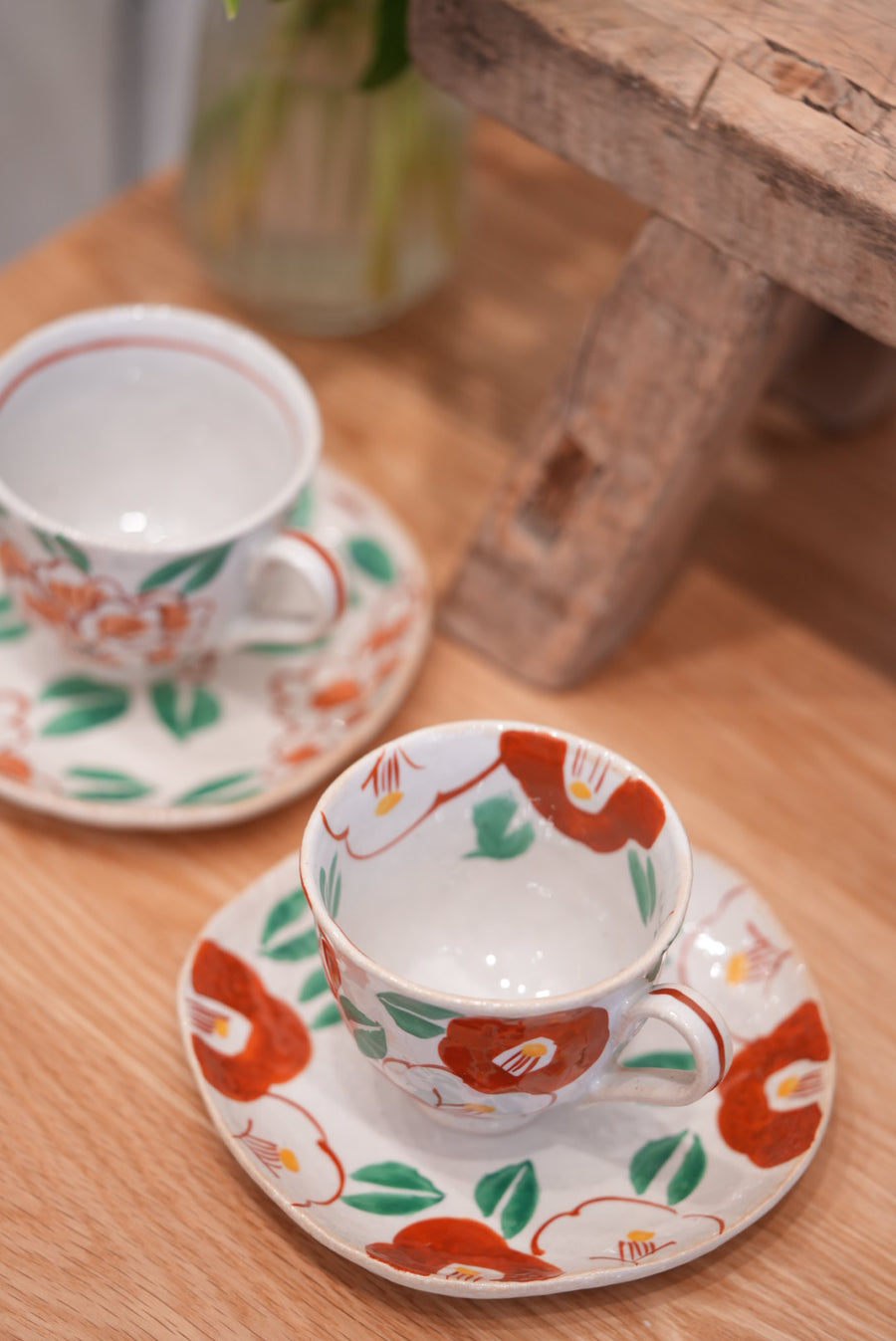 Seto Ware Flower Coffee Mug and Saucer Set