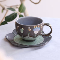 Akemi Nakamura 中村明美 Flower Round Mug with Saucer AN05