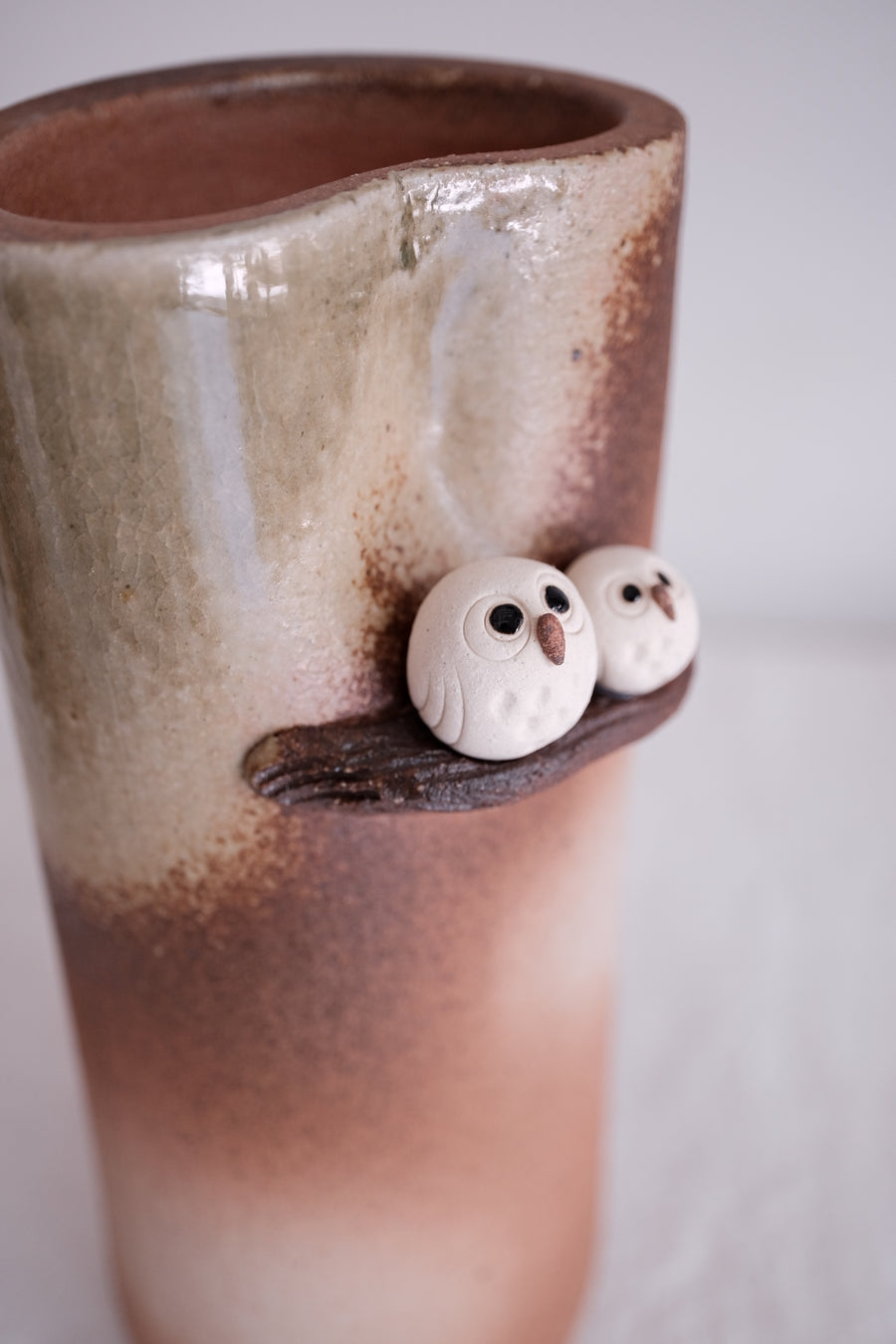 Shigaraki Ware Miniature Owl Vase