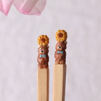 Ayataro Chopsticks - Bear with Sun Flower - aya05