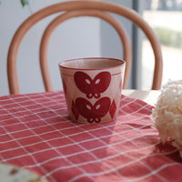 SiShuang Red Checked  with Butterfly Coffee Cup