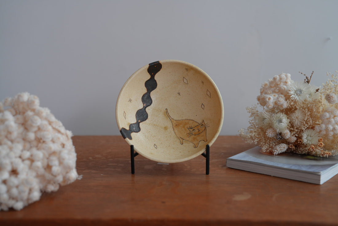 Shoko Hirano 平野照子 Cat Large Bowl SR14 #8