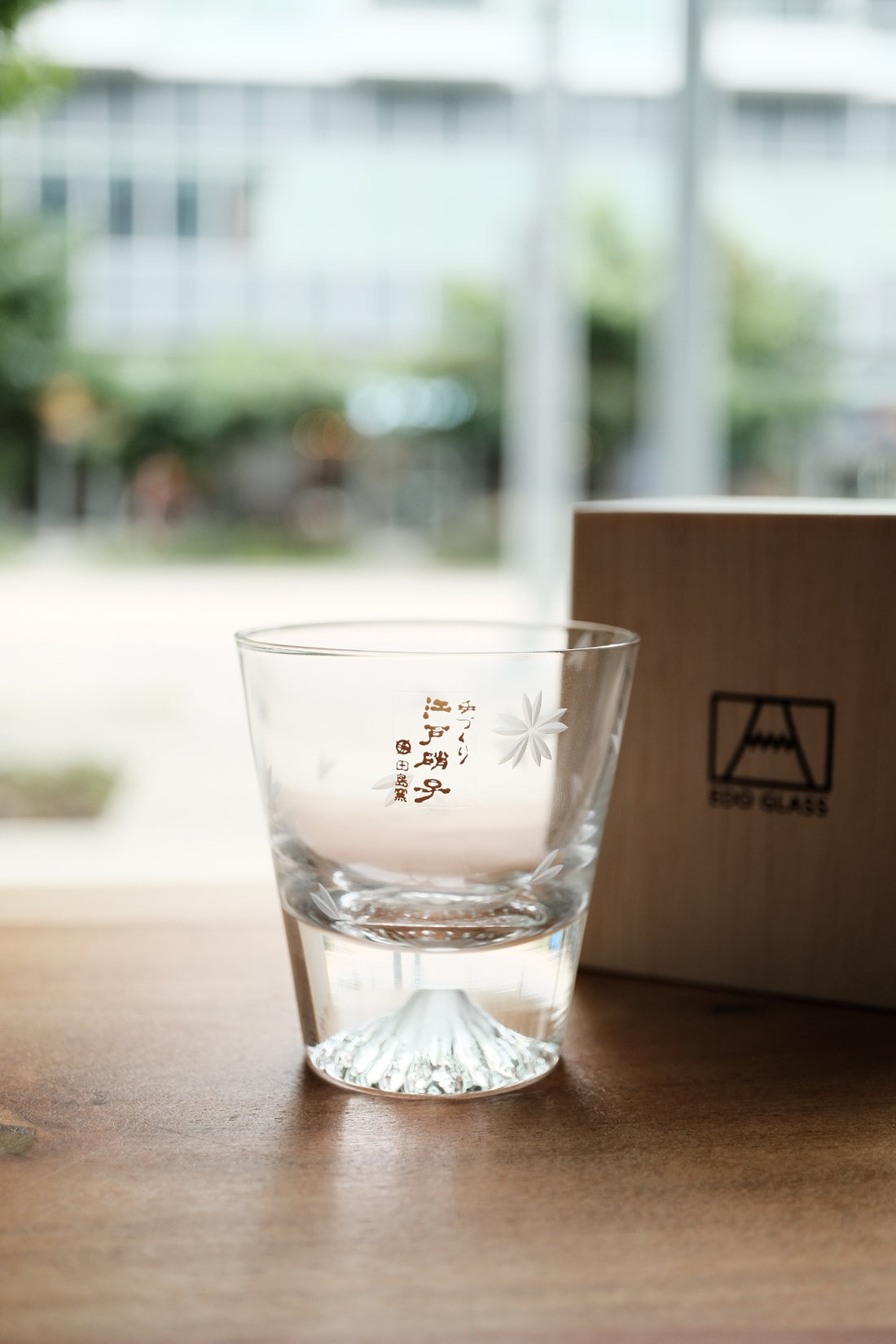 Edo Glass Mt. Fuji Glass Tumbler with Sakura Petal