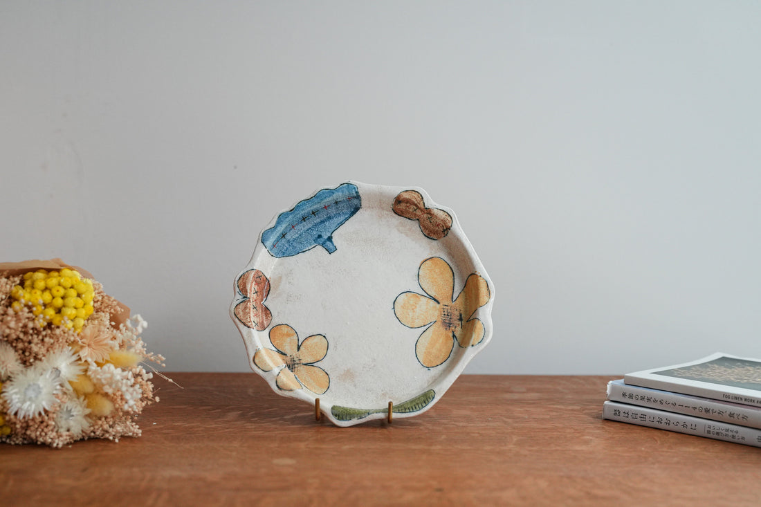 Hapun Pottery 拝志睦子 Flower Plate HP02
