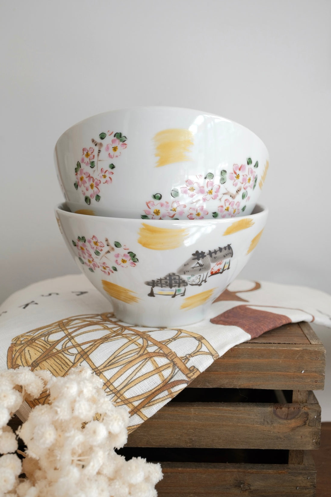 夕立窯 Fully Handmade Ramen Bowl - Sakura & House