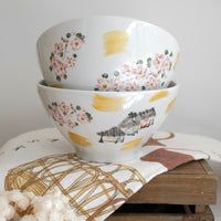 夕立窯 Fully Handmade Ramen Bowl - Sakura & House