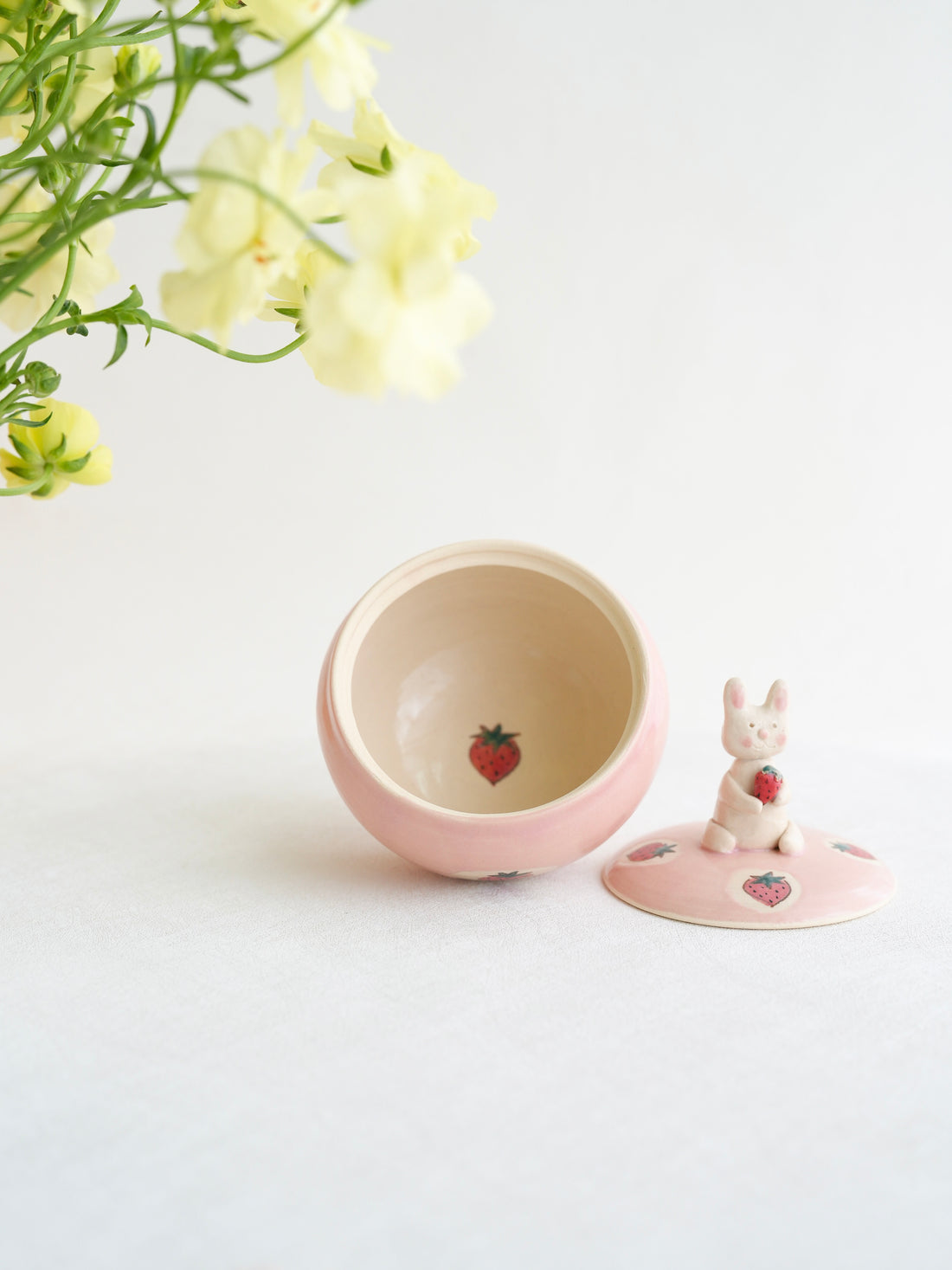 Fumiko Kondo 近藤布美子 - Pink Rabbit Container with Lid FK33