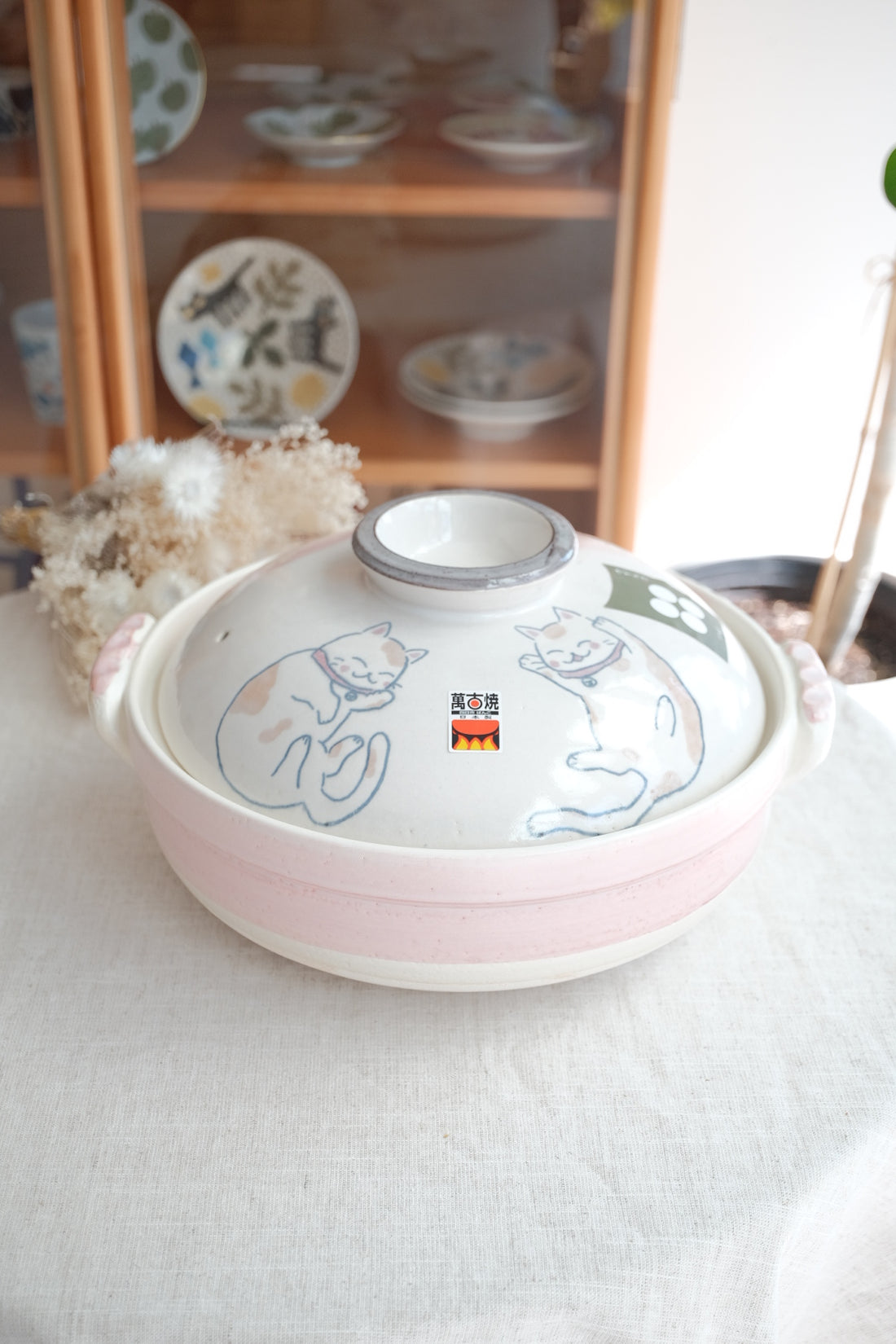Donabe Banko Ware No.9 Smiling Cat Clay Pot