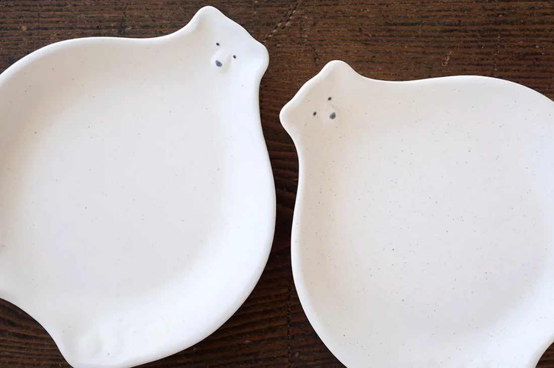 Mashiko Pottery Yoshizawa White Polar Bear Plate