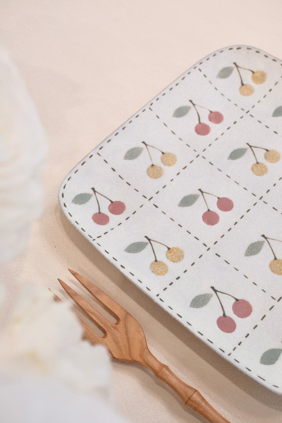 Kei Mitsumochi ミツ持啓 Square Plate - Checked Pattern Mix Cherry KM17