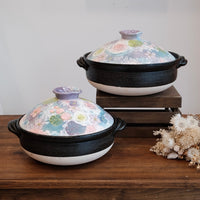 Setoware Flower Donabe Claypot - Rose Garden