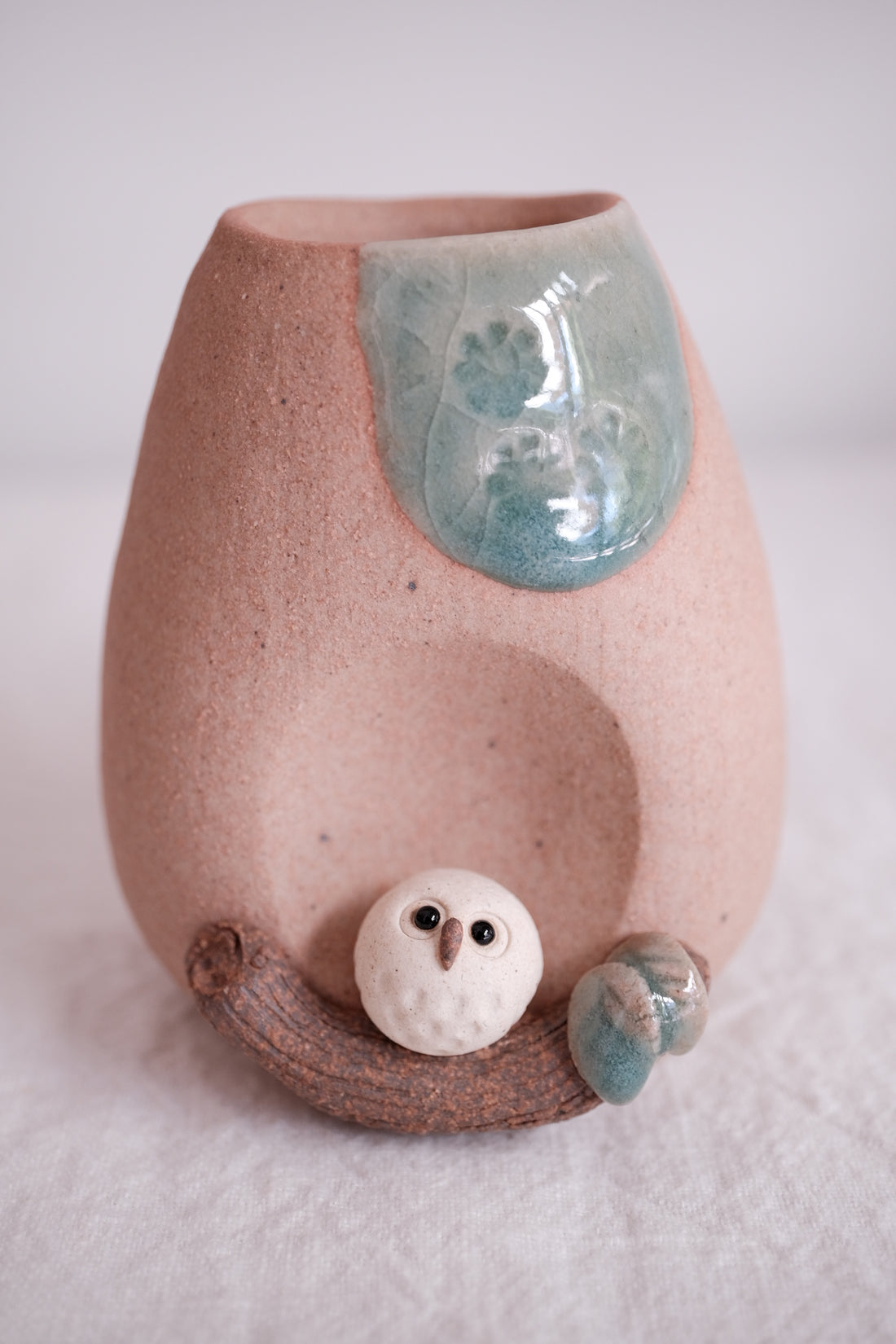 Shigaraki Ware Miniature Owl Vase