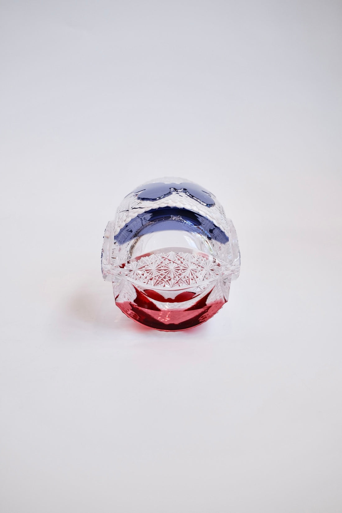 Edo Kiriko Whisky Glass Rock Glass "Butterfly" Purple/Red by Junichi Nabetani, Master of traditional crafts