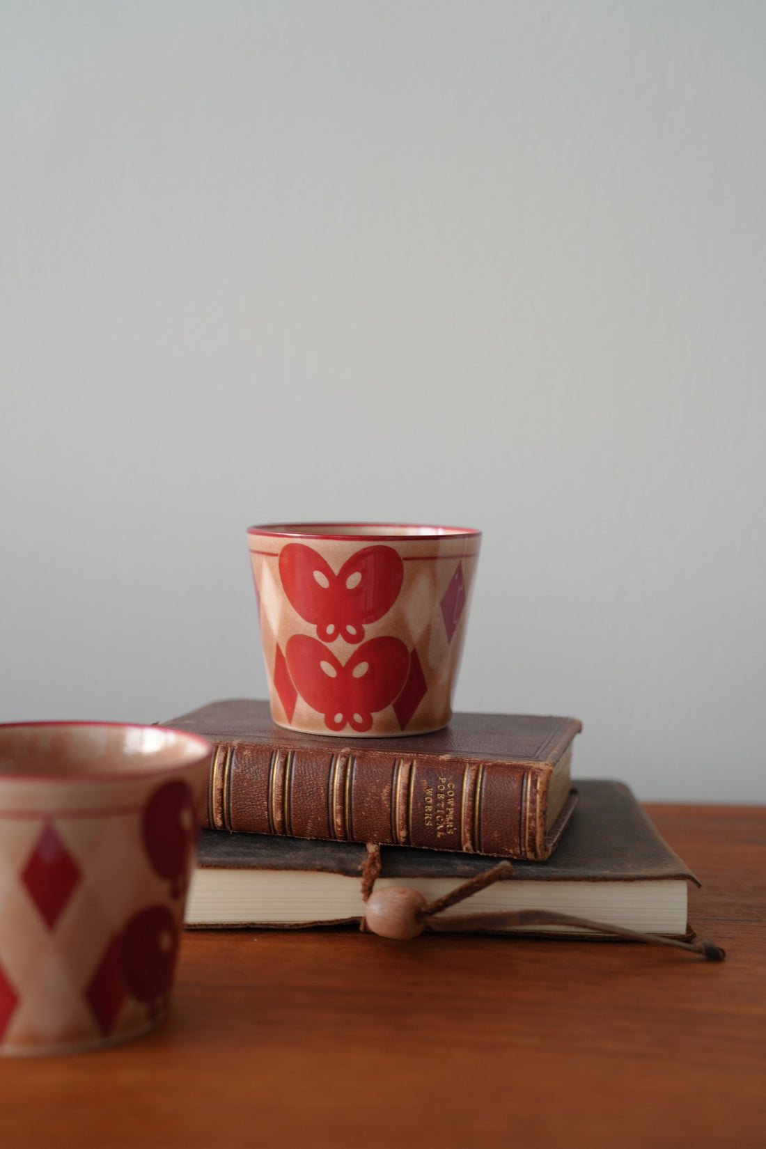 SiShuang Red Checked  with Butterfly Coffee Cup