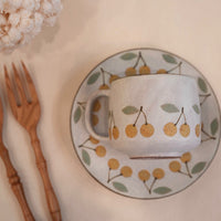 Kei Mitsumochi ミツ持啓 Cherry Mug with Saucer - Yellow  KM12