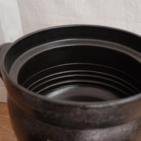 Donabe Banko Ware Double Lids Black Clay Pot 2.2L