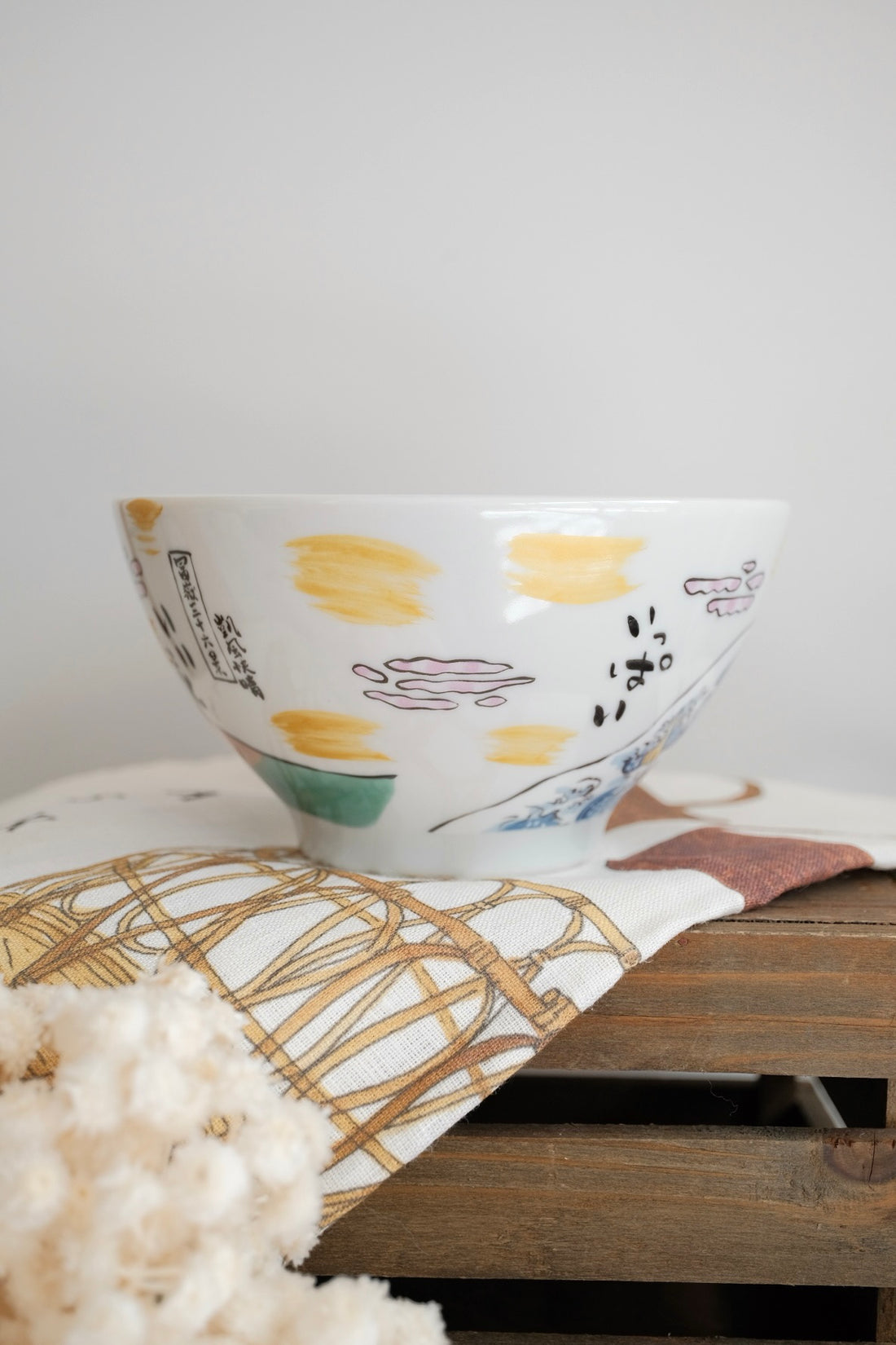 夕立窯 Fully Handmade Ramen Bowl - Mt. Fuji & Great Wave off Kanagawa