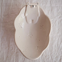 Tsubouchi Mayumi 坪内真弓 Bear Shaped Oval Mini Plate MT05 - Snow