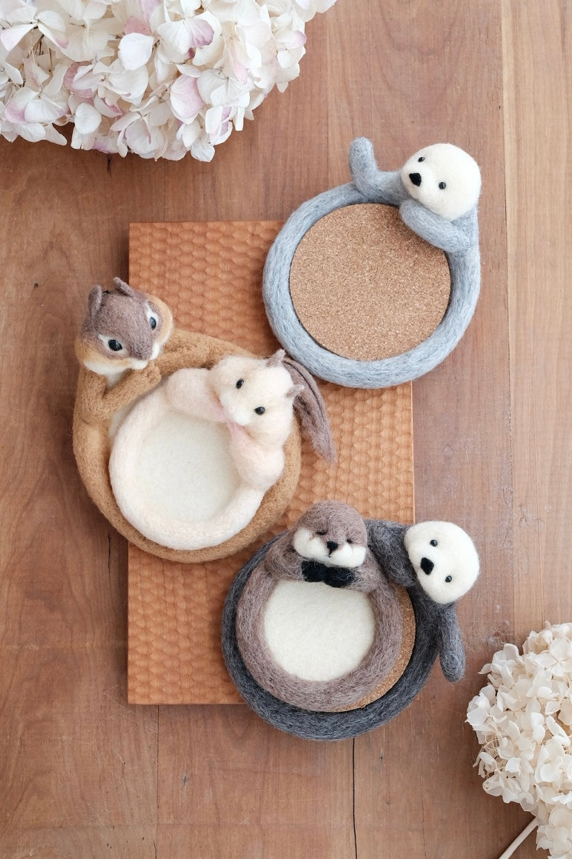 Aya and Yoshiko Wool Felt Small Animal Coaster - Hamster YS04