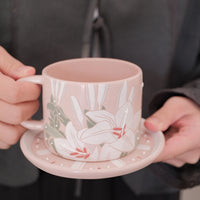 BAIYA Studio Pink Lily Coffee Mug w Saucer