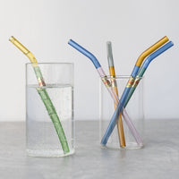 Amabro Ware Two Tone Glass Straw Set of 2
