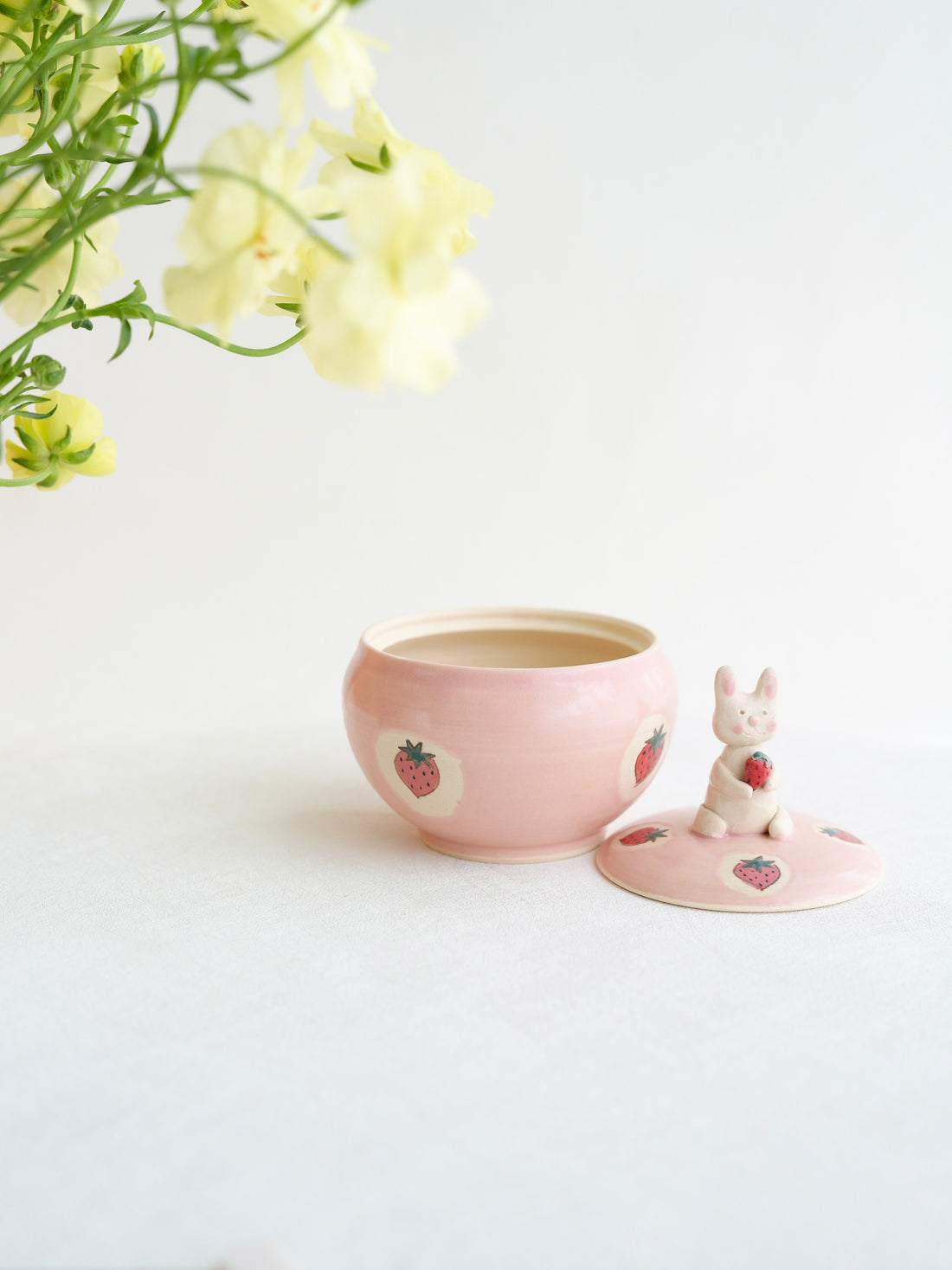 Fumiko Kondo 近藤布美子 - Pink Rabbit Container with Lid FK33