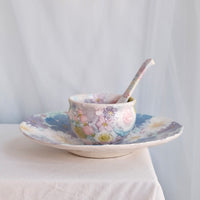 Seto Ware Flower Purple Pasta Plate