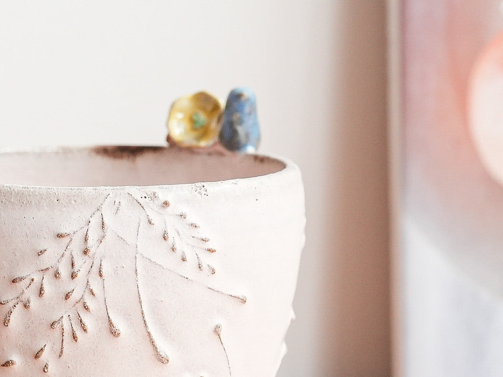 Satomi Motohashi 本橋里美 Bird and Flower Cup and Saucer SM17
