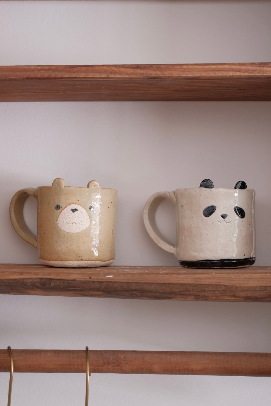 Seto Ware Handmade Clay Mug - Panda & Bear