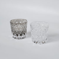 Edo Kiriko Whisky Glass Rock Glass "Large Chrysanthemum" White by Junichi Nabetani, Master of traditional crafts