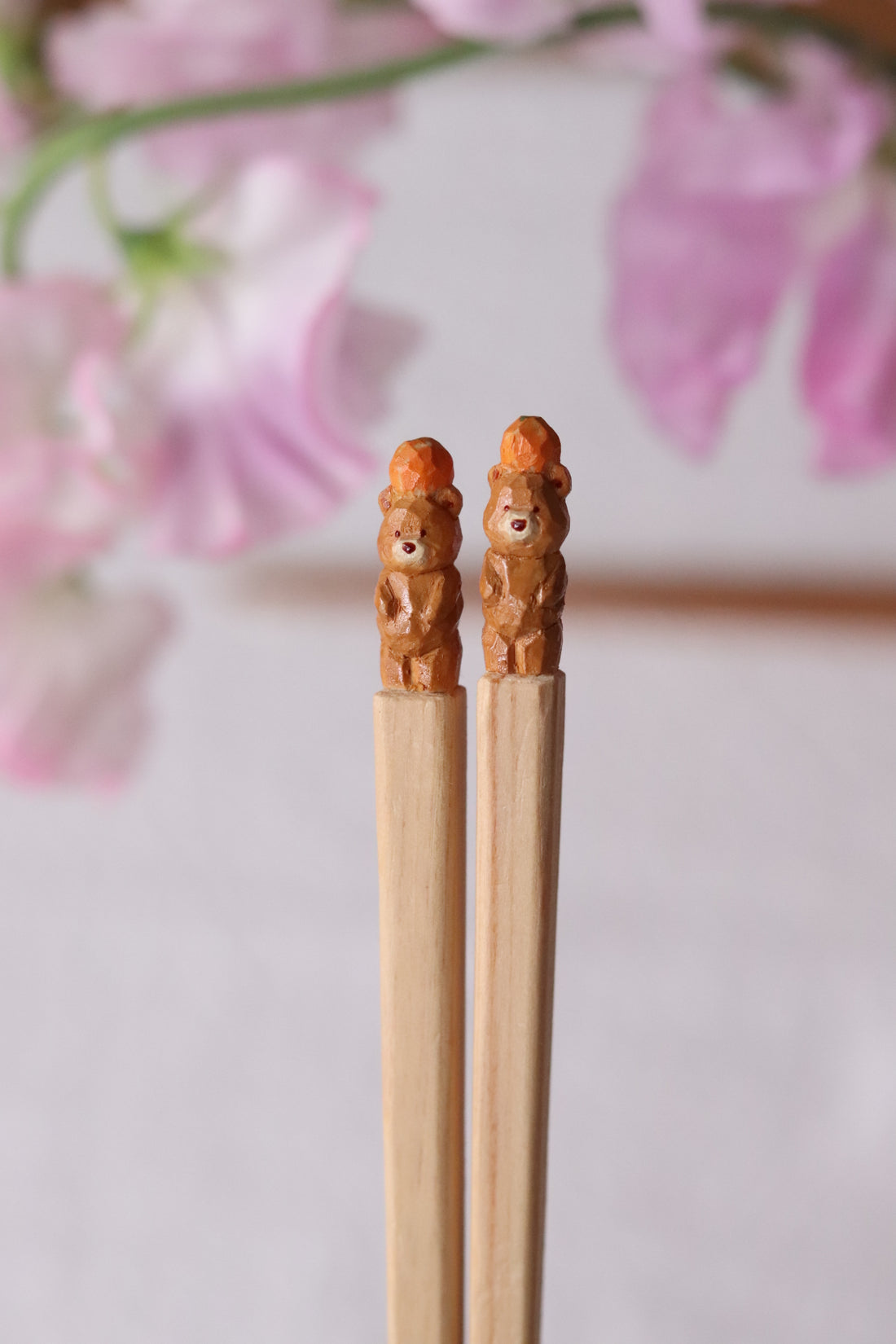 Ayataro Chopsticks - Brown Bear with Orange - aya05