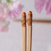 Ayataro Chopsticks - Brown Bear with Orange - aya05