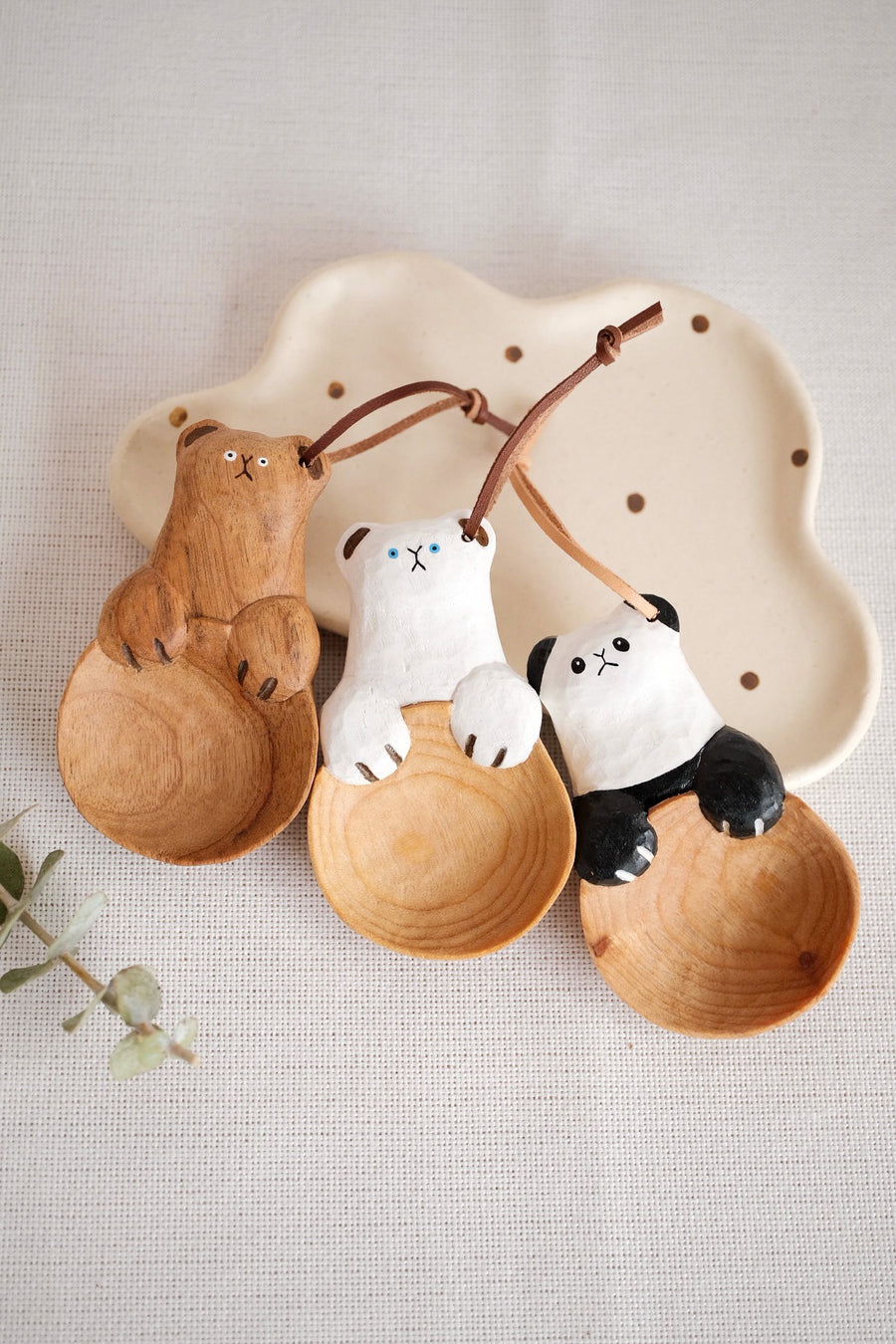 Kumiko Nakamura 星屑制作所 Wood Coffee Spoon - White Bear H12