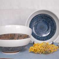 Minoware Ramen Bowl Blue & Brown