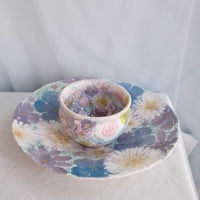 Seto Ware Flower Purple Pasta Plate