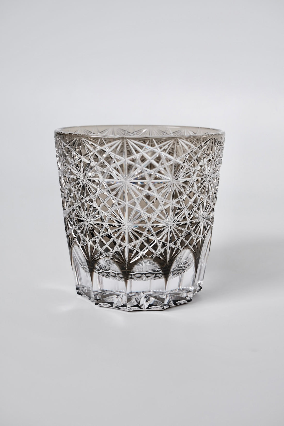 Edo Kiriko Whisky Glass Rock Glass "Large Chrysanthemum" Black by Junichi Nabetani, Master of traditional crafts