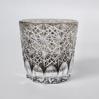 Edo Kiriko Whisky Glass Rock Glass "Large Chrysanthemum" Black by Junichi Nabetani, Master of traditional crafts