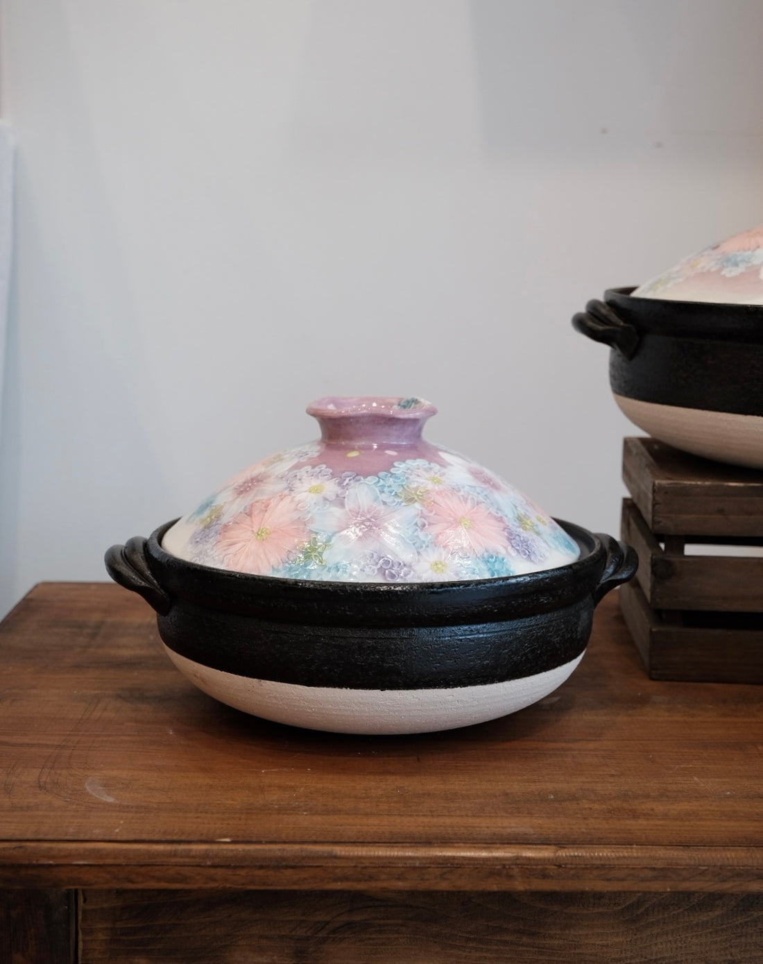Setoware Flower Donabe Claypot - Purple