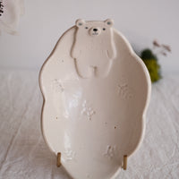 Tsubouchi Mayumi 坪内真弓 Bear Shaped Oval Mini Plate MT05 - Snow