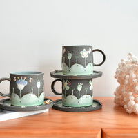 Akemi Nakamura 中村明美 Flower Straight Mug with Saucer AN08