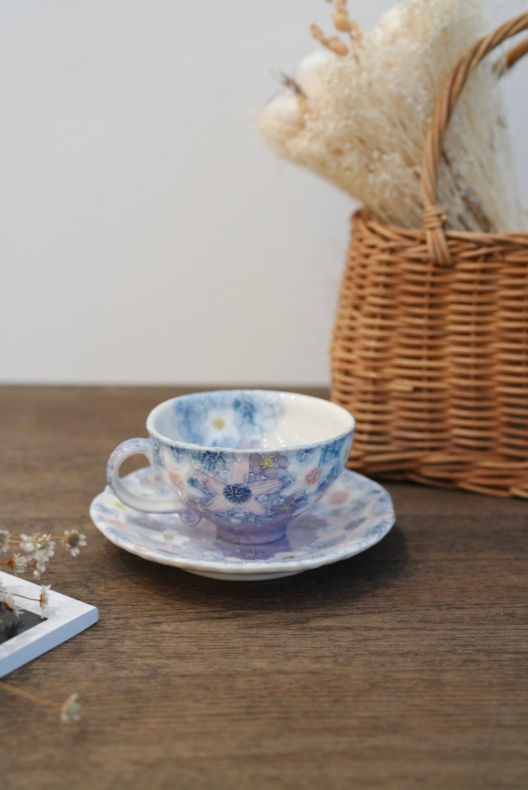 Seto Ware Flower Coffee Cup With Saucer