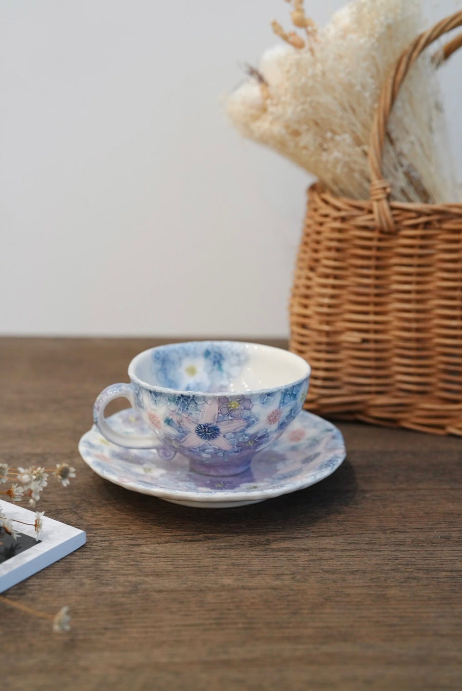 Seto Ware Flower Coffee Cup With Saucer